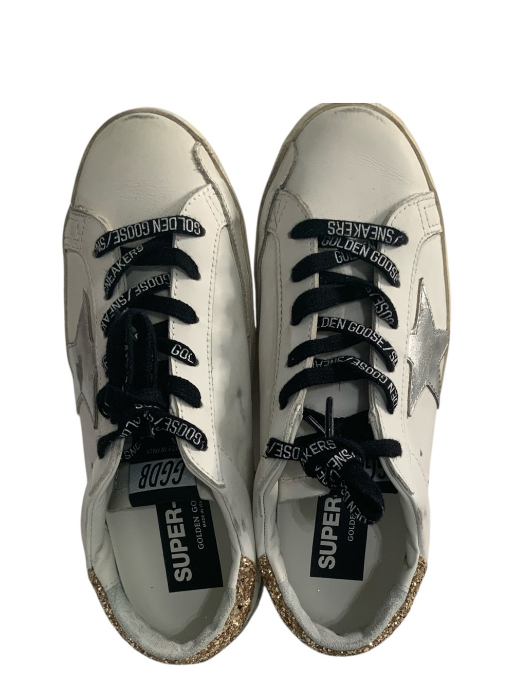 Golden Goose White Low-Top Sneakers with Silver Star and Gold Heel - Picture 3 of 7
